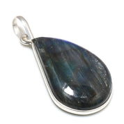 Natural Dark Gray Labradorite Pendant Fine Gemstone Pendant 