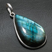 Natural Dark Gray Labradorite Pendant Fine Gemstone Pendant 