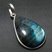 Natural Dark Gray Labradorite Pendant Fine Gemstone Pendant 