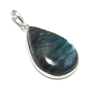 Natural Dark Gray Labradorite Pendant Fine Gemstone Pendant 