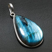 Natural Dark Gray Labradorite Pendant Fine Gemstone Pendant 