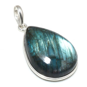 Natural Dark Gray Labradorite Pendant Fine Gemstone Pendant 