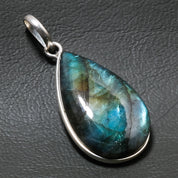 Natural Dark Gray Labradorite Pendant Fine Gemstone Pendant 