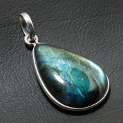 Natural Dark Gray Labradorite Pendant Fine Gemstone Pendant 