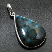 Natural Dark Gray Labradorite Pendant Fine Gemstone Pendant 