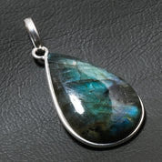 Natural Dark Gray Labradorite Pendant Fine Gemstone Pendant 