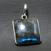 Natural Dark Gray Labradorite Pendant Fine Gemstone Pendant 