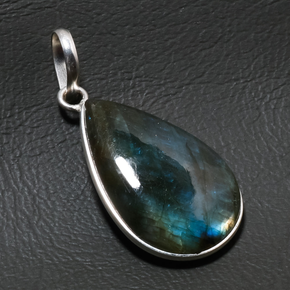 Natural Dark Gray Labradorite Pendant Fine Gemstone Pendant 