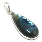 Natural Dark Gray Labradorite Pendant Fine Gemstone Pendant 