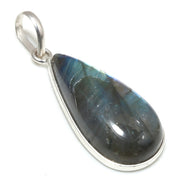 Natural Dark Gray Labradorite Pendant Fine Gemstone Pendant 