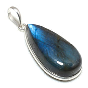 Natural Dark Gray Labradorite Pendant Fine Gemstone Pendant 