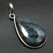 Natural Dark Gray Labradorite Pendant Fine Gemstone Pendant 