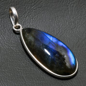 Natural Dark Gray Labradorite Pendant Fine Gemstone Pendant 