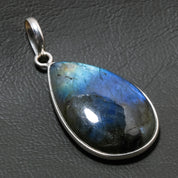 Natural Dark Gray Labradorite Pendant Fine Gemstone Pendant 