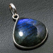 Natural Dark Gray Labradorite Pendant Fine Gemstone Pendant 