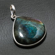 Natural Dark Gray Labradorite Pendant Fine Gemstone Pendant 