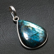 Natural Dark Gray Labradorite Pendant Fine Gemstone Pendant 