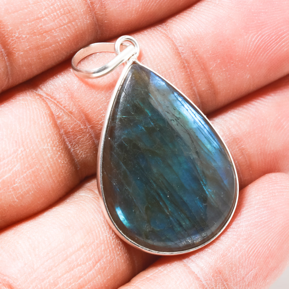 Natural Green Labradorite Pendant Fine Gemstone Pendant 