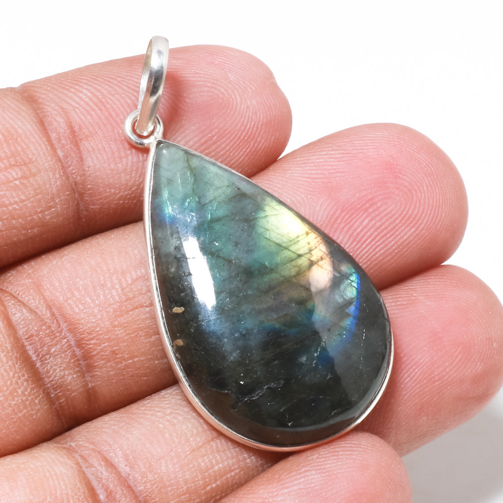 Natural Green Labradorite Pendant Fine Gemstone Pendant 