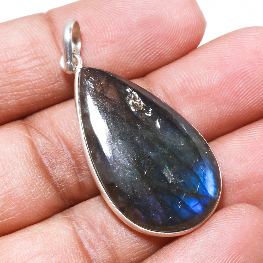 Natural Green Labradorite Pendant Fine Gemstone Pendant 