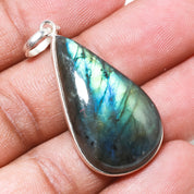 Natural Green Labradorite Pendant Fine Gemstone Pendant 