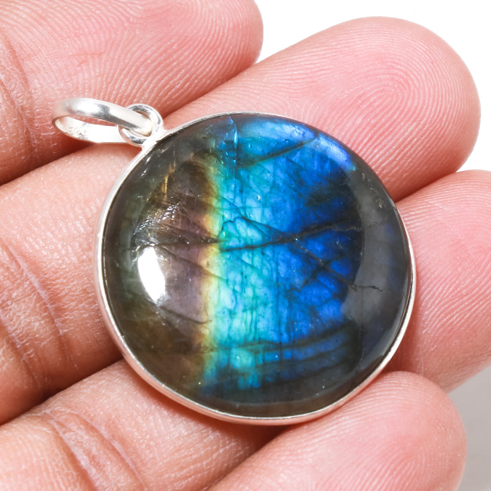 Natural Green Labradorite Pendant Fine Gemstone Pendant 