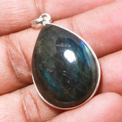 Natural Dark Gray Labradorite Pendant Fine Gemstone Pendant 