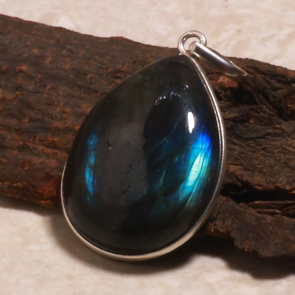 Natural Dark Gray Labradorite Pendant Fine Gemstone Pendant 