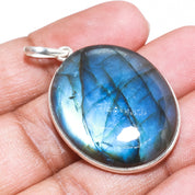 Natural Dark Gray Labradorite Pendant Fine Gemstone Pendant 