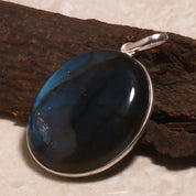 Natural Dark Gray Labradorite Pendant Fine Gemstone Pendant 