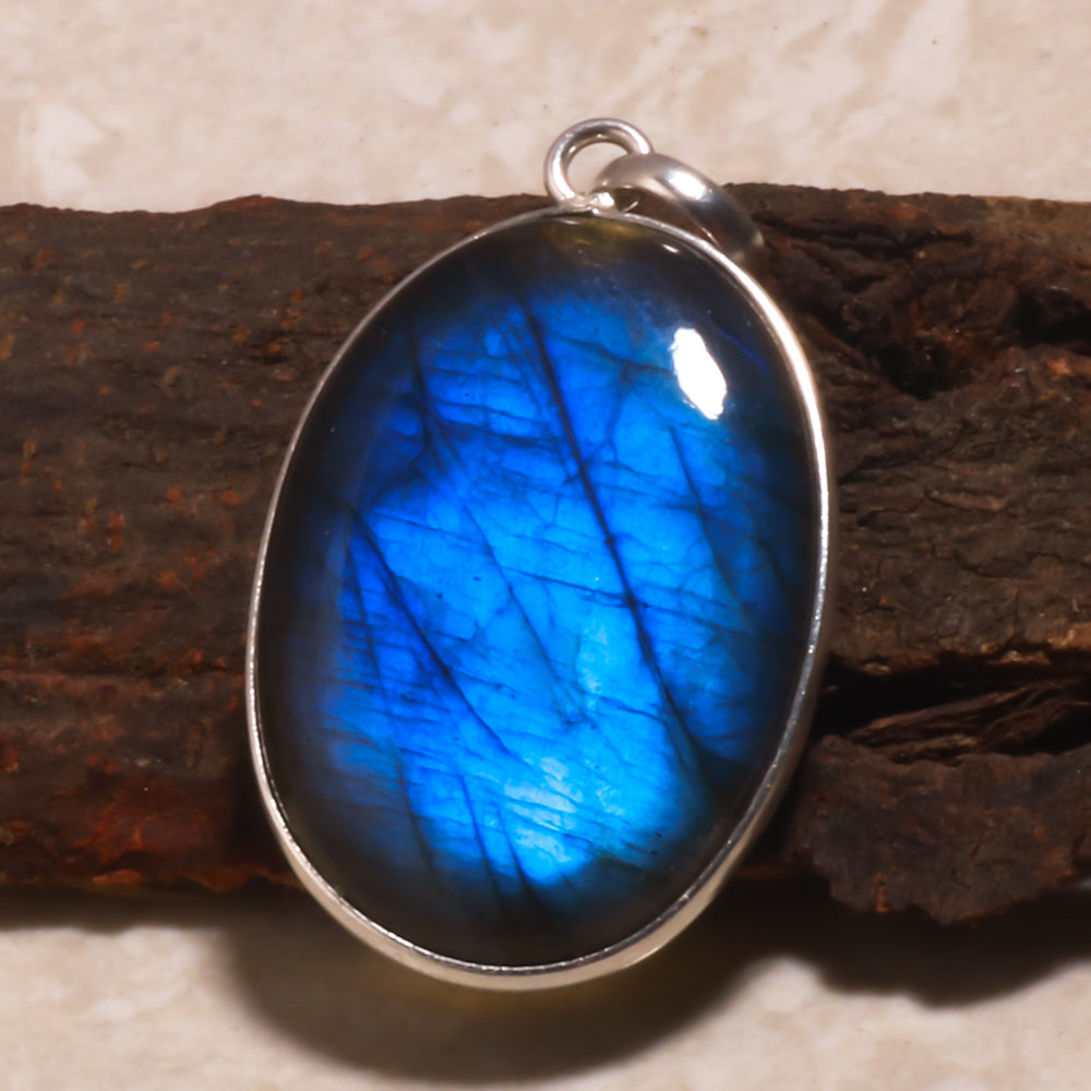 Natural Dark Gray Labradorite Pendant Fine Gemstone Pendant 