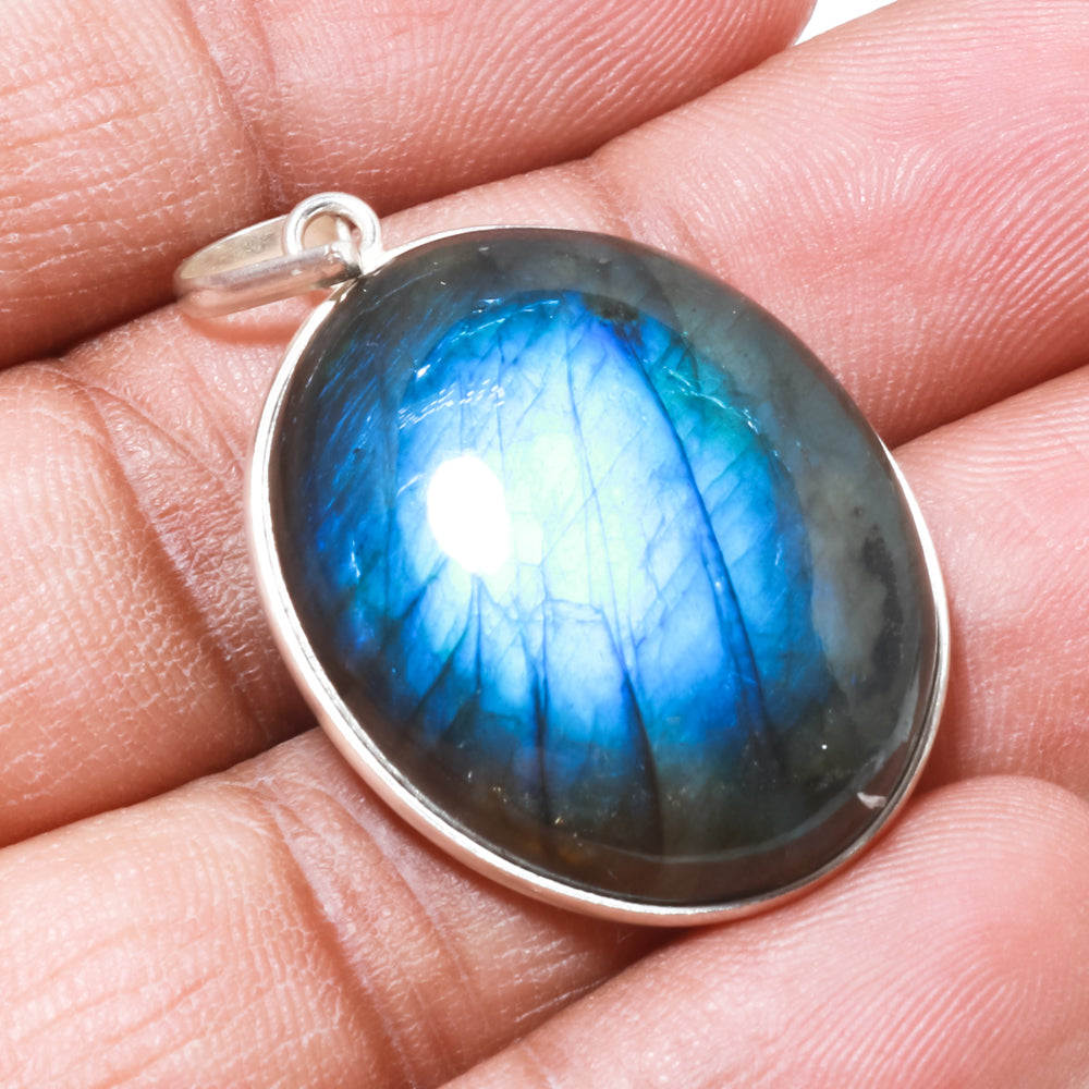 Natural Dark Gray Labradorite Pendant Fine Gemstone Pendant 