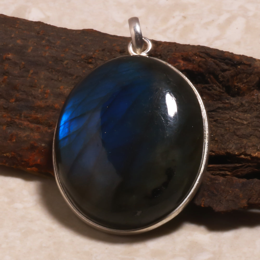 Natural Dark Gray Labradorite Pendant Fine Gemstone Pendant 