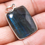 Natural Dark Gray Labradorite Pendant Fine Gemstone Pendant 