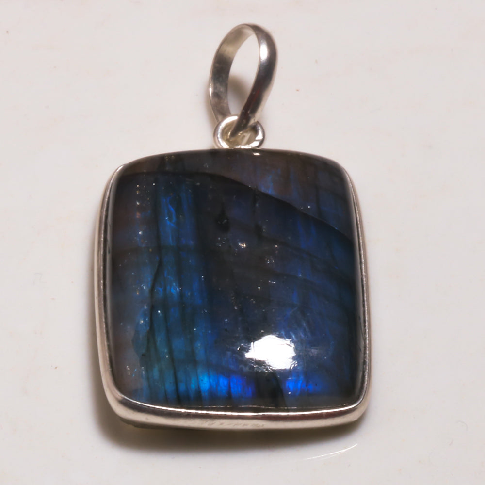 Natural Dark Gray Labradorite Pendant Fine Gemstone Pendant 