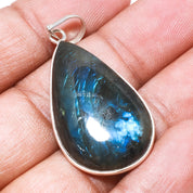 Natural Dark Gray Labradorite Pendant Fine Gemstone Pendant 