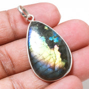 Natural Dark Gray Labradorite Pendant Fine Gemstone Pendant 