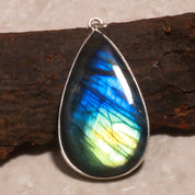 Natural Dark Gray Labradorite Pendant Fine Gemstone Pendant 