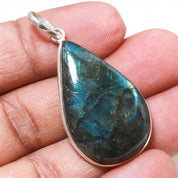 Natural Dark Gray Labradorite Pendant Fine Gemstone Pendant 