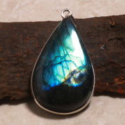 Natural Dark Gray Labradorite Pendant Fine Gemstone Pendant 