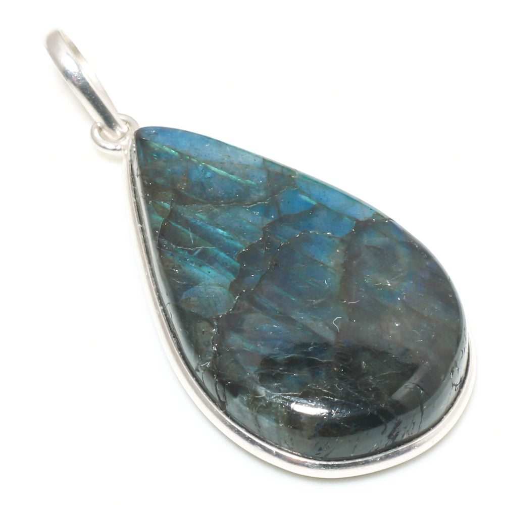 Natural Dark Gray Labradorite Pendant Fine Gemstone Pendant 