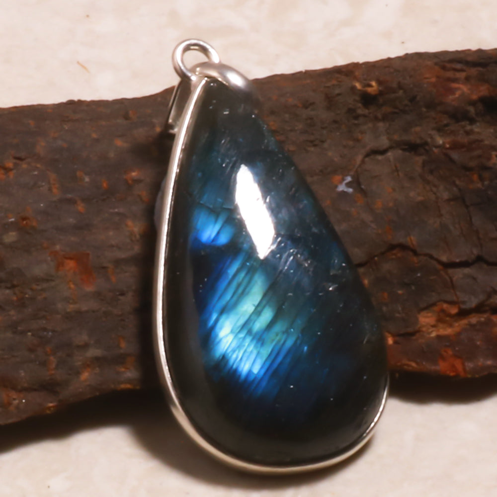 Natural Dark Gray Labradorite Pendant Fine Gemstone Pendant 