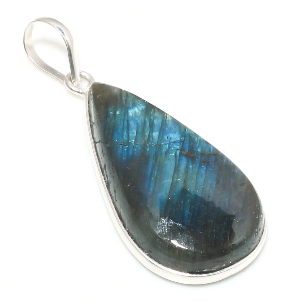 Natural Dark Gray Labradorite Pendant Fine Gemstone Pendant 