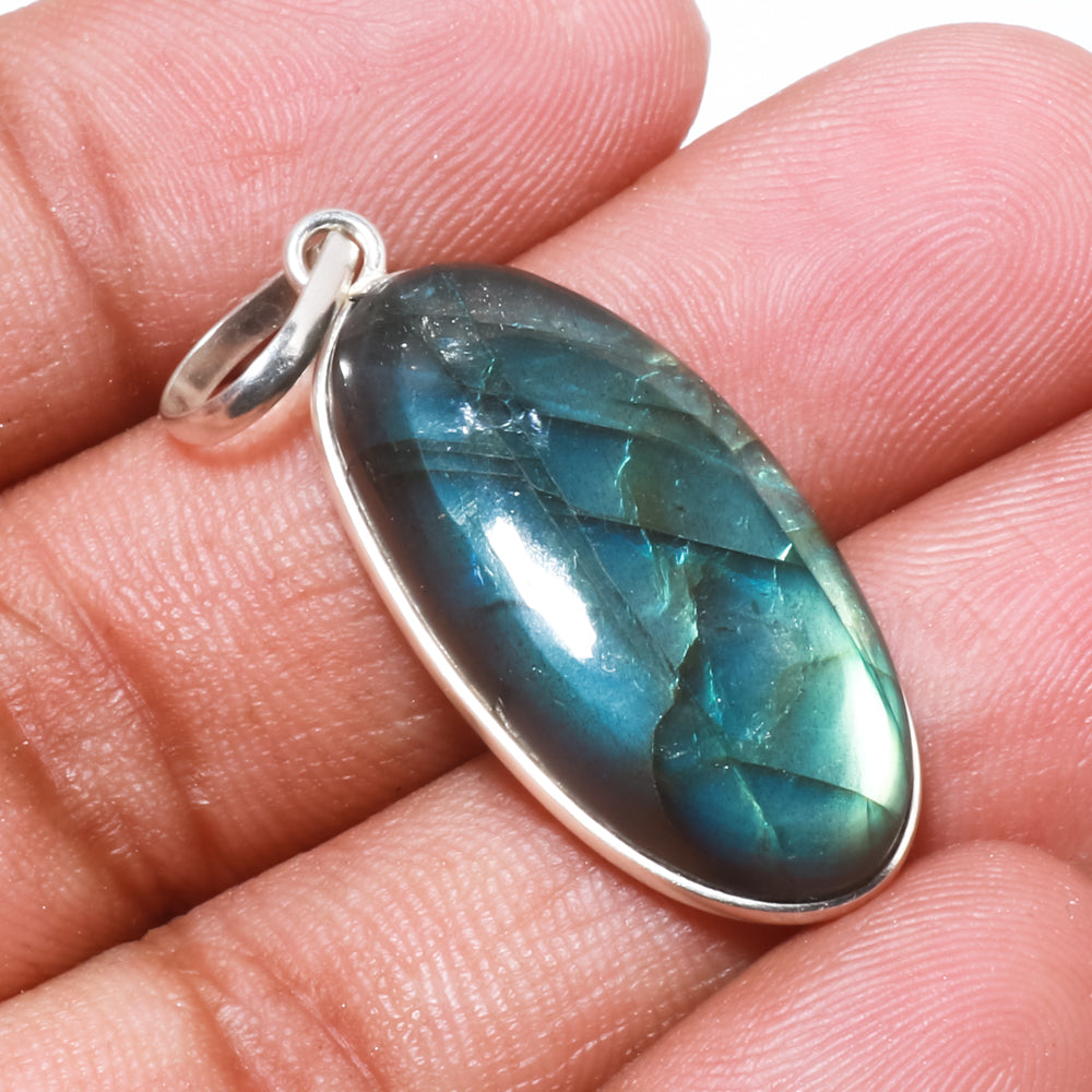 Natural Dark Gray Labradorite Pendant Fine Gemstone Pendant 