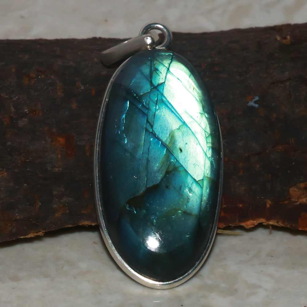 Natural Dark Gray Labradorite Pendant Fine Gemstone Pendant 