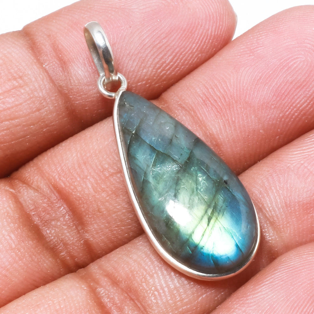 Natural Dark Gray Labradorite Pendant Fine Gemstone Pendant 