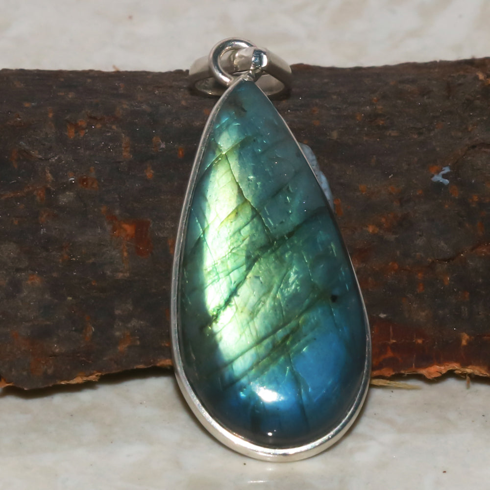 Natural Dark Gray Labradorite Pendant Fine Gemstone Pendant 