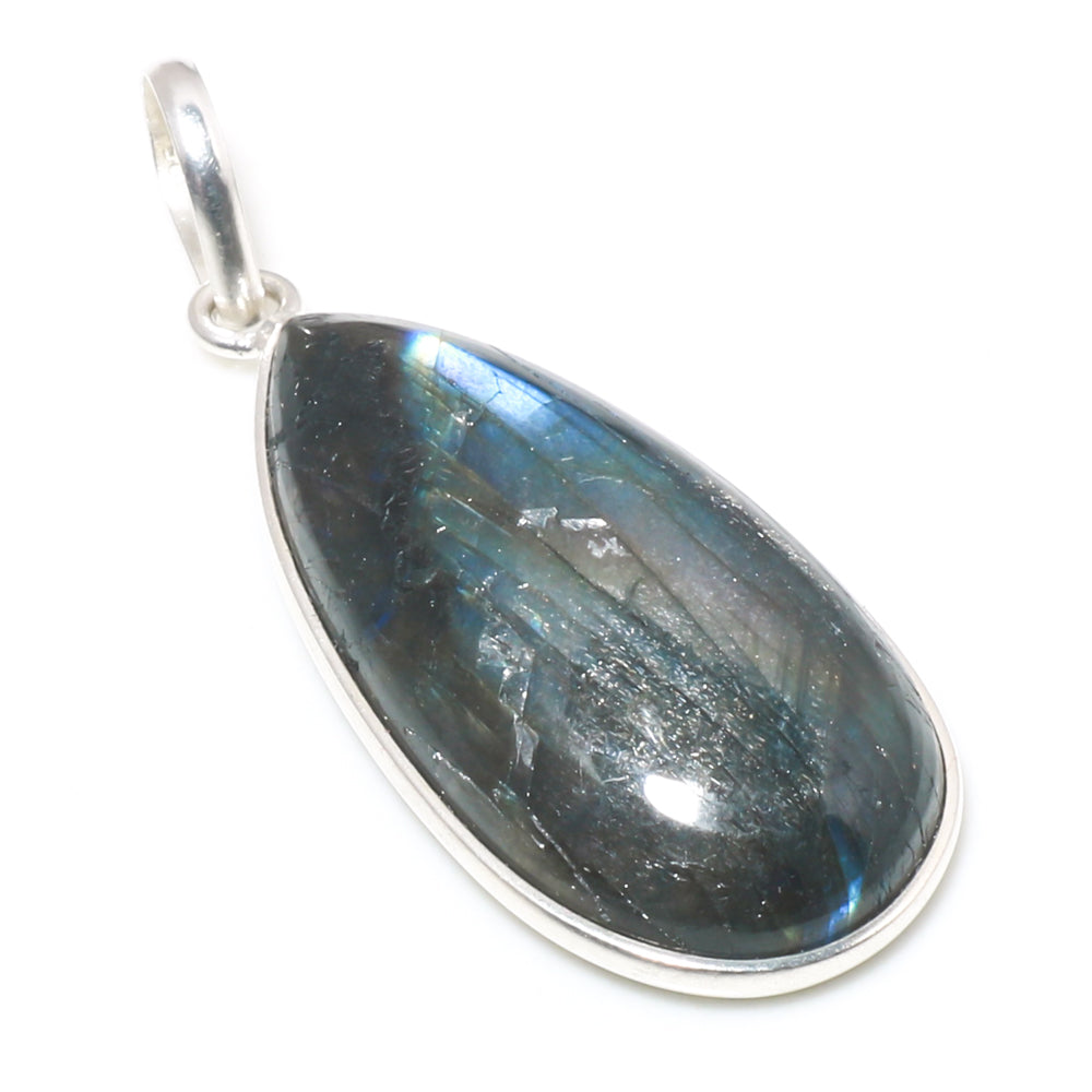 Natural Dark Gray Labradorite Pendant Fine Gemstone Pendant 