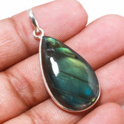 Natural Dark Gray Labradorite Pendant Fine Gemstone Pendant 