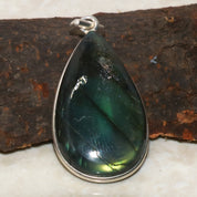 Natural Dark Gray Labradorite Pendant Fine Gemstone Pendant 